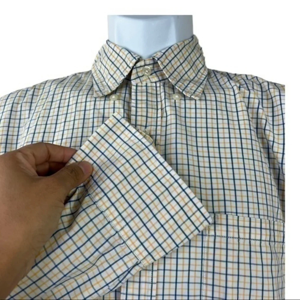 J.Crew Men Casual Shirt Buttons Down Plaid Yellow Blue Sz M